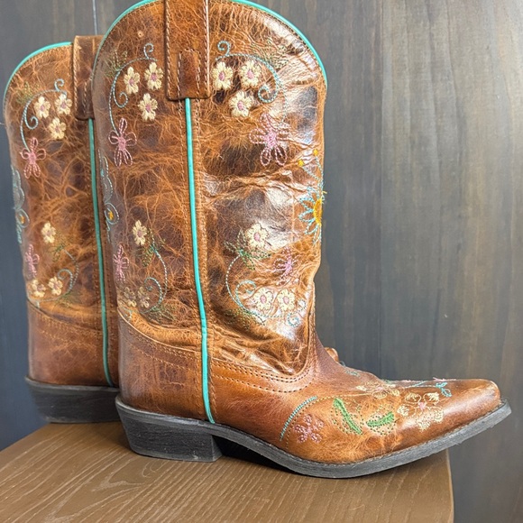 Smoky Mountain Boots Youth Girls Kids Embroidered Brown Cowboy Boots Floral, 4 - Picture 5 of 8